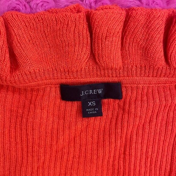 J.Crew Top Long Sleeve Blouse Ruffled neck Button up Very Soft Orange XS - Picture 8 of 9